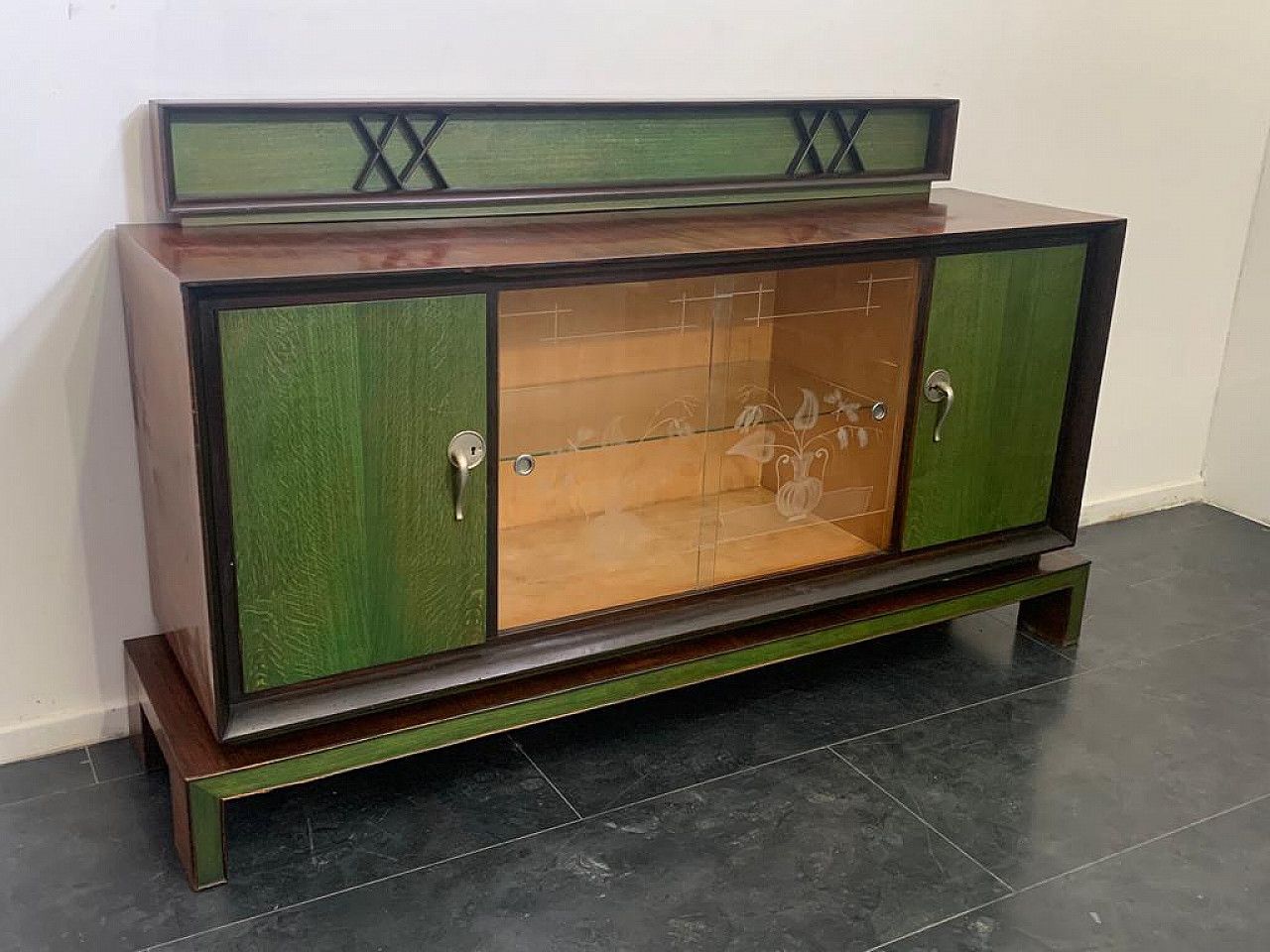 Sideboard In Art Deco Style In Green Rosewood, 1940s photo 4840.16