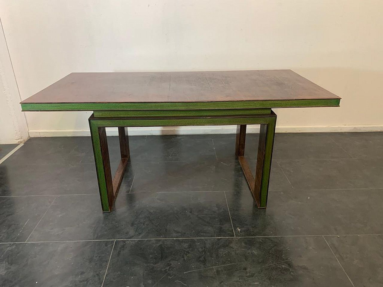 Table In Art Deco Style In Rosewood And Green Maple, 1940s photo furniture