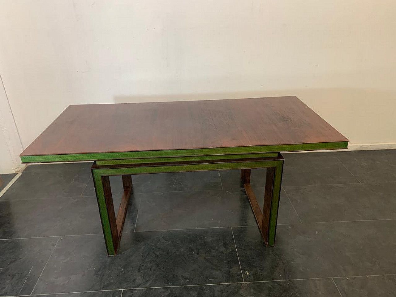 Table In Art Deco Style In Rosewood And Green Maple, 1940s photo Furniture