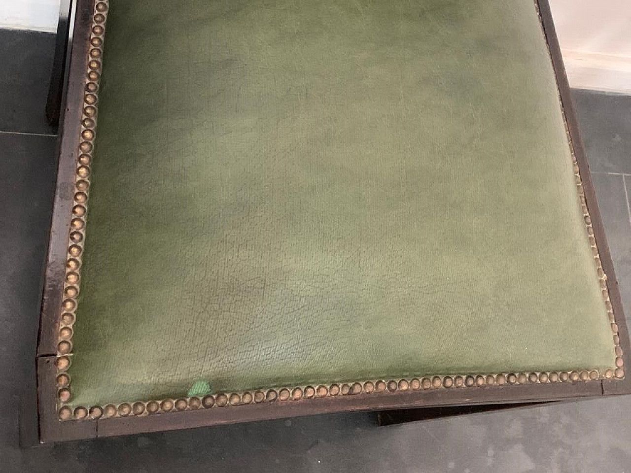 4 Art Deco Style Chairs In Green Stained Wood, 1940s photo vintage