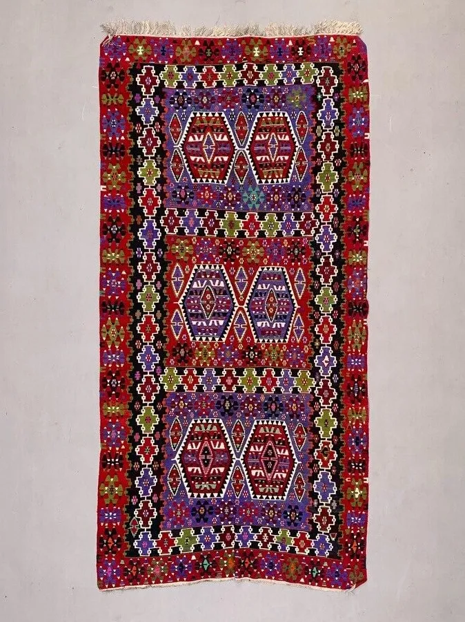 Large Vintage Turkish Kilim Rug Wool Kelim