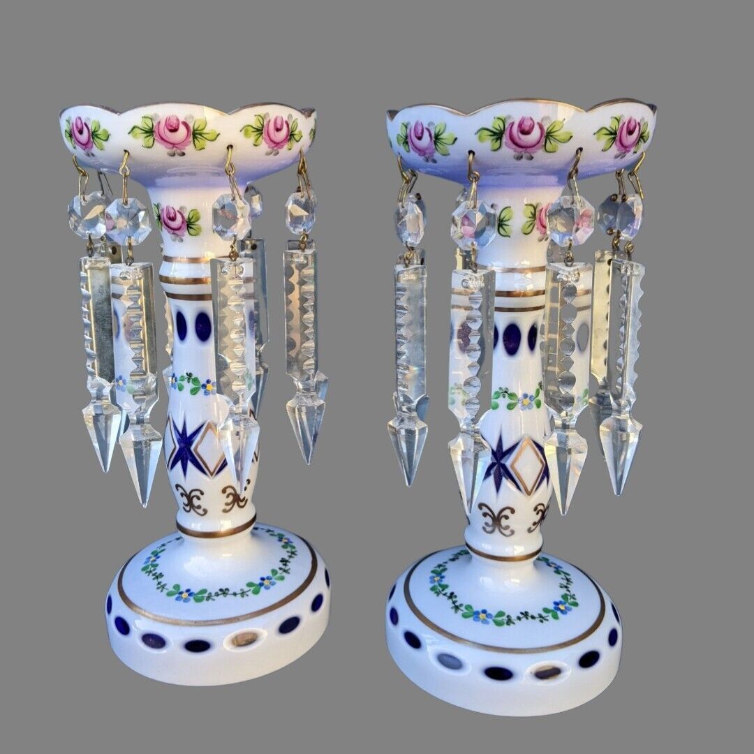 Good Pair Of Bohemian Overlay Glass Table Lustres photo furniture