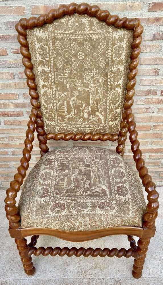 Antique Louis XIV Style Hand Carved Armchair In Walnut And Cherry, 1890s photo buy