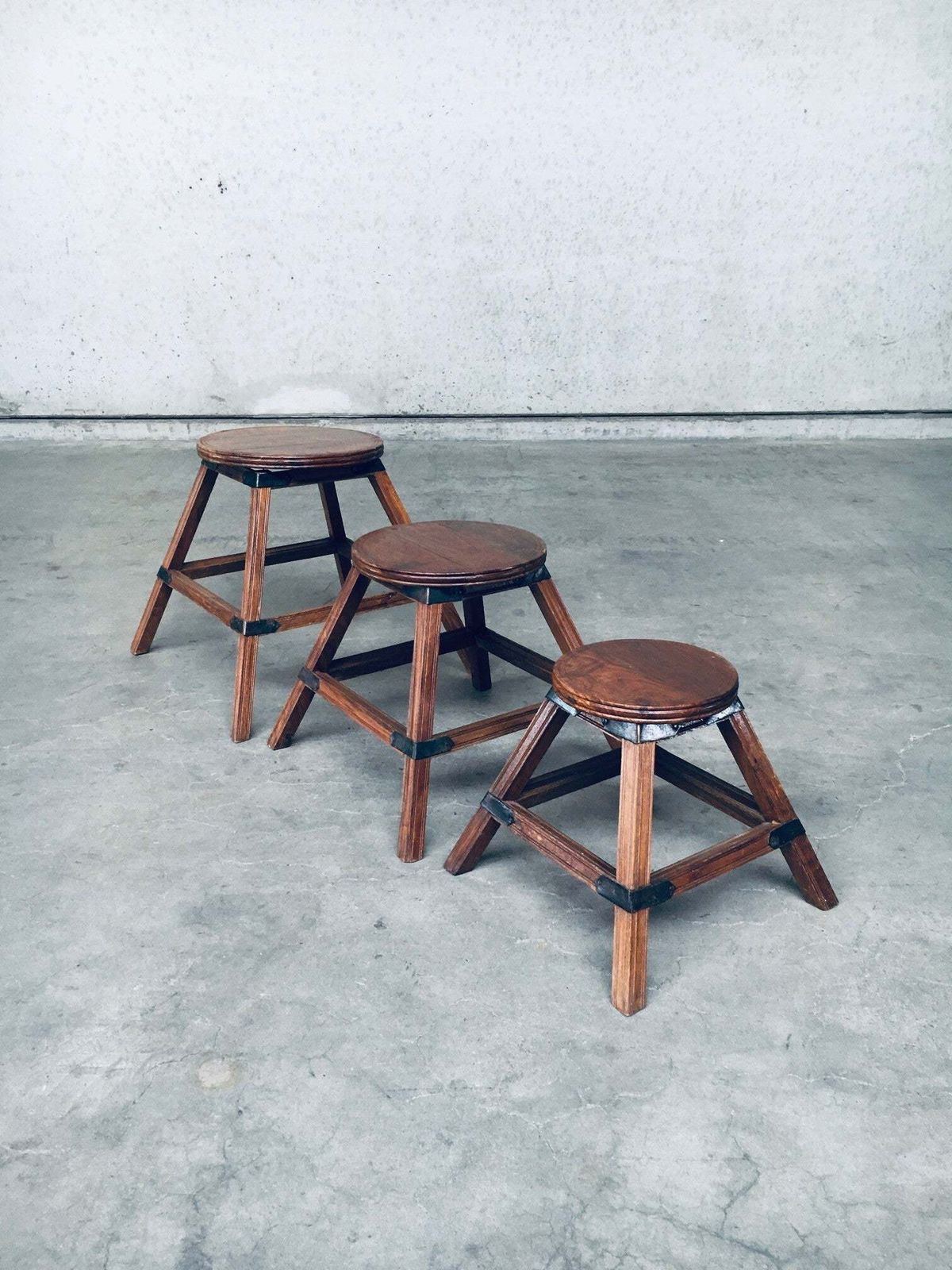 992.0 Handgemaakt Wabi Sabi Stijl Nesttafelset, Frankrijk, Ca. Jaren 1950 photo