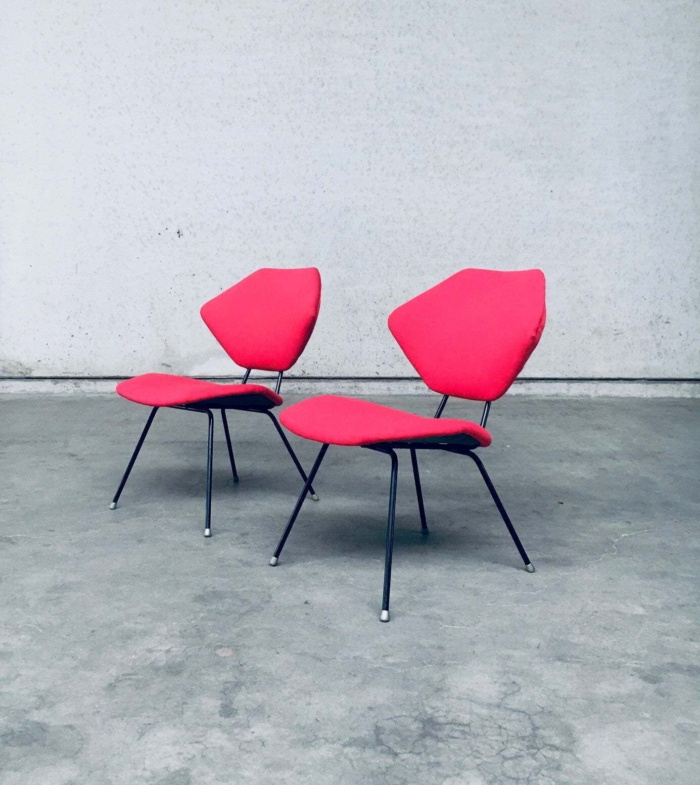 Midcentury Modern Design Low Side Chair Set Italy 1950s