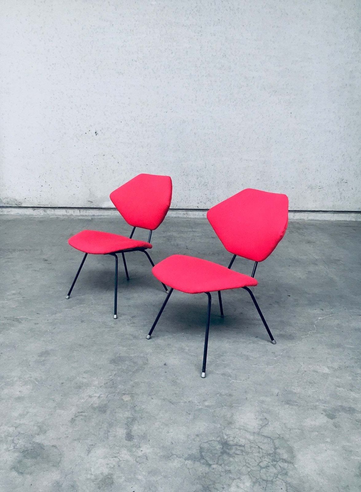 Midcentury Modern Design Low Side Chair Set Italy 1950s photo for sale