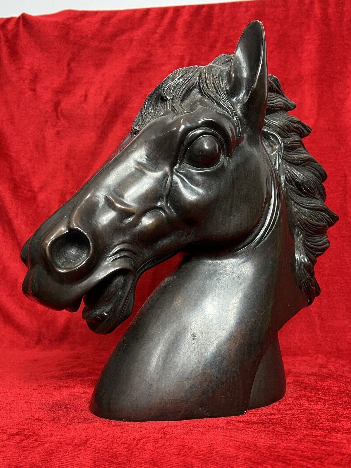 650.0 Early 20th Century Large Bronze Horse Head Showpiece photo