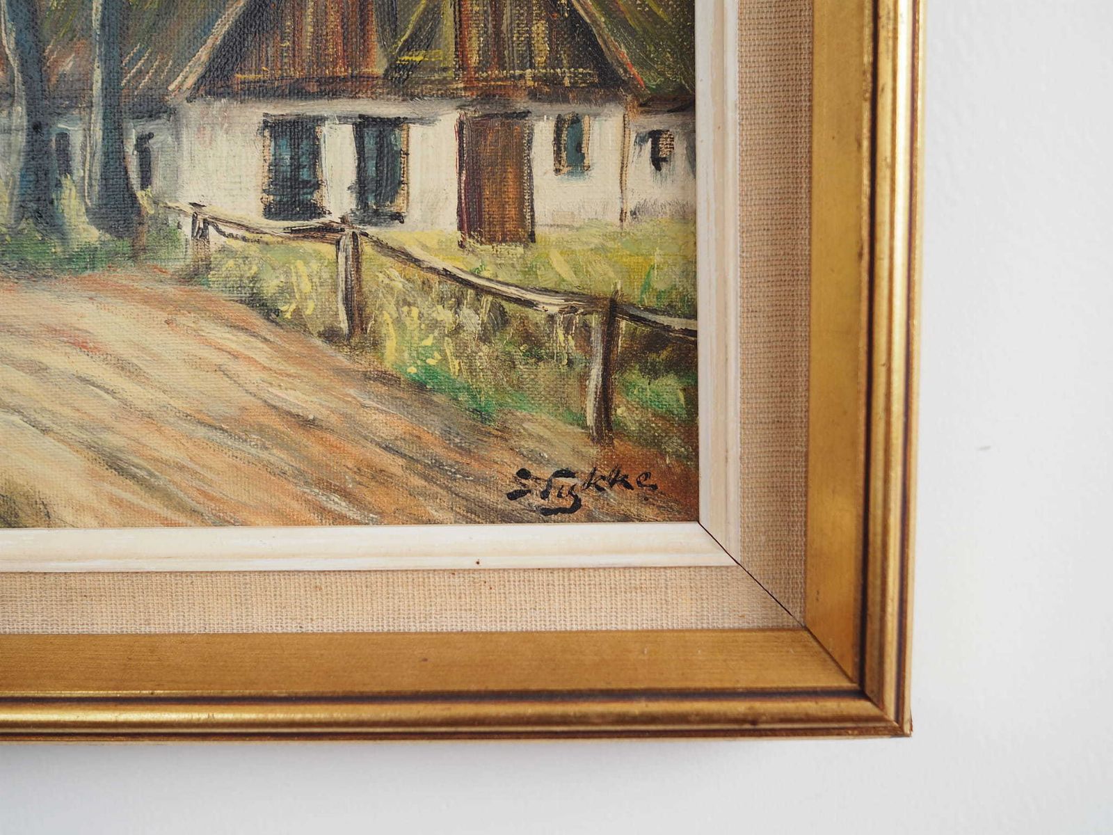 Schilderij „The Farm Under The Willows", Scandinavisch Design, Jaren 1960 photo vintage