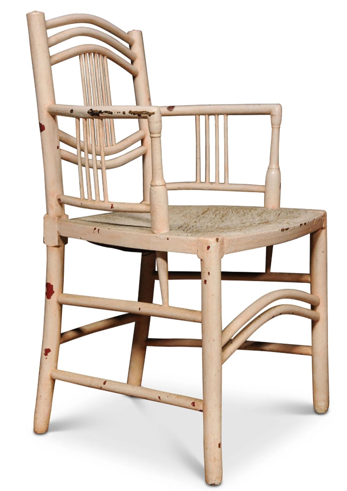 Arts And Crafts Painted Sussex Armchair With Rush Seat Heaps Of Charm And Patina 1900's Ol