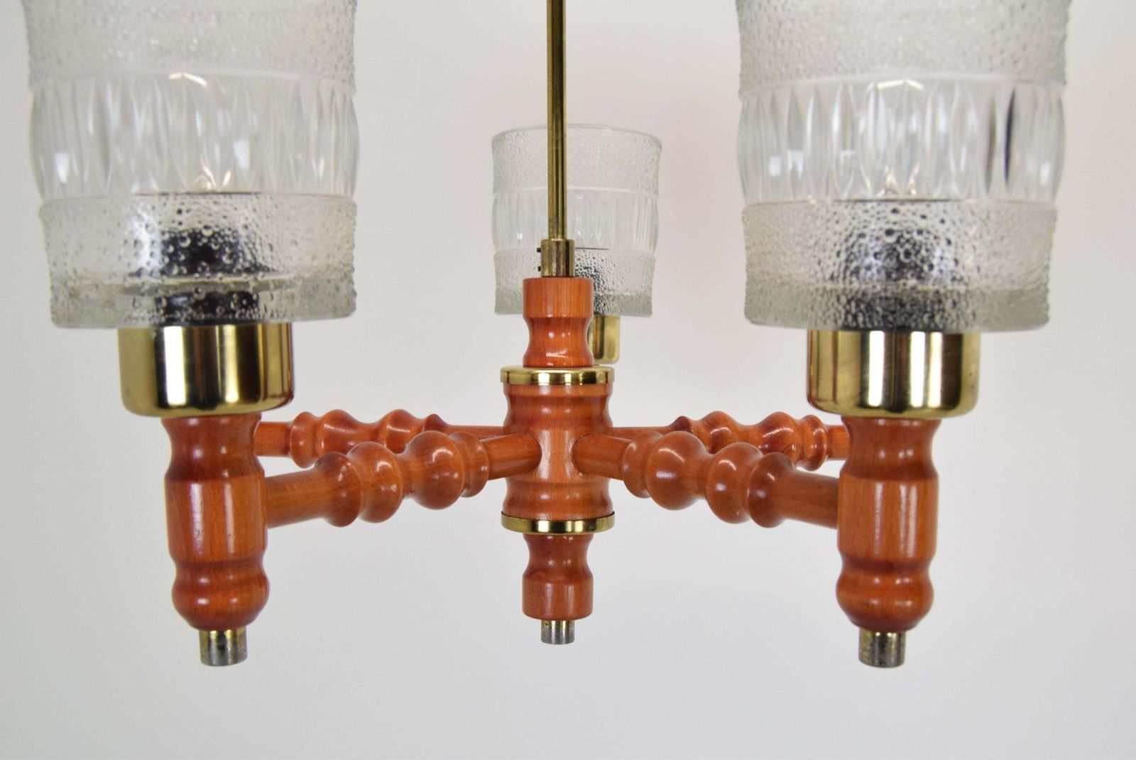 photo for sale Mid Century Wood Chandelier By Instala Jilove U Decina,1960's.