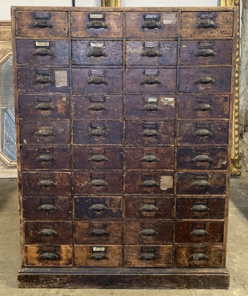 Large Bank Of 19th Century Wooden Drawers photo for sale