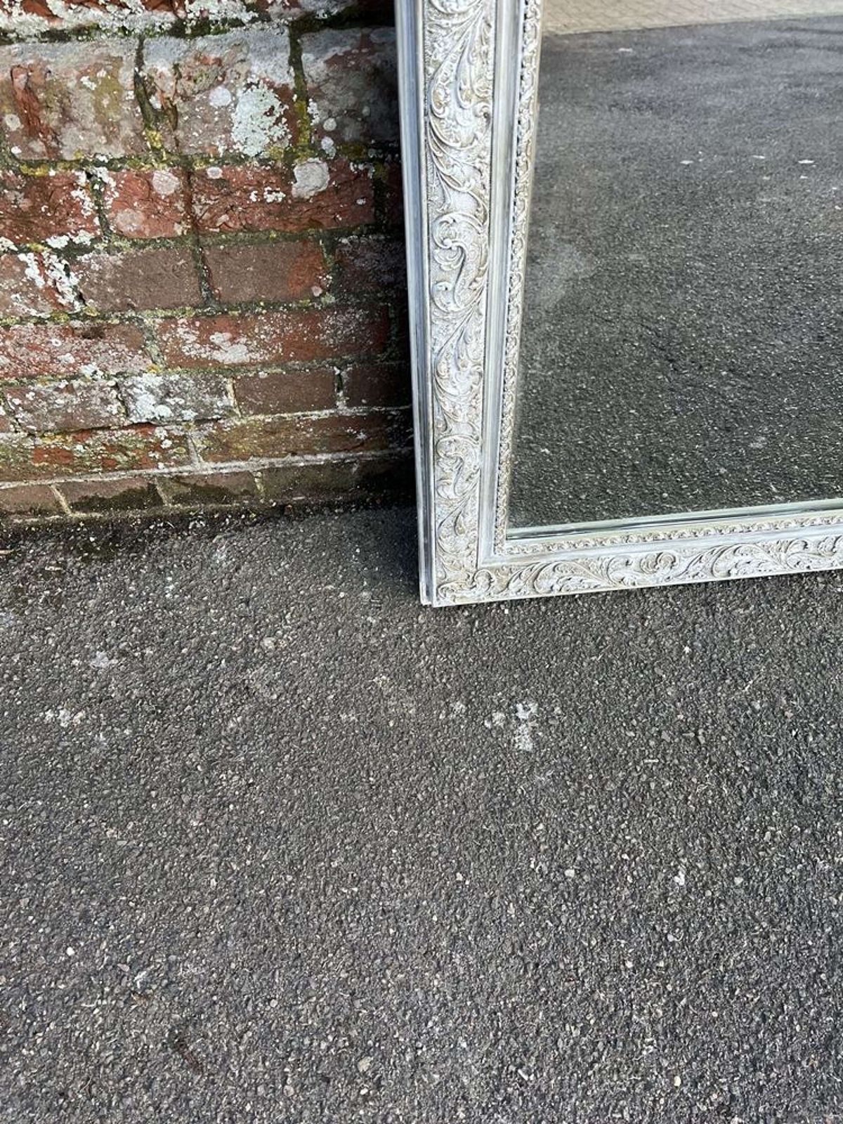 A Superb Large Antique French 19th C Arched Top Painted Mirror. photo for sale
