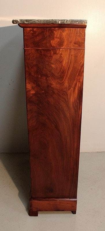 Narrow Secretary In Burl Mahogany Veneer, Restoration   1st Part Of The 19th Century photo buy