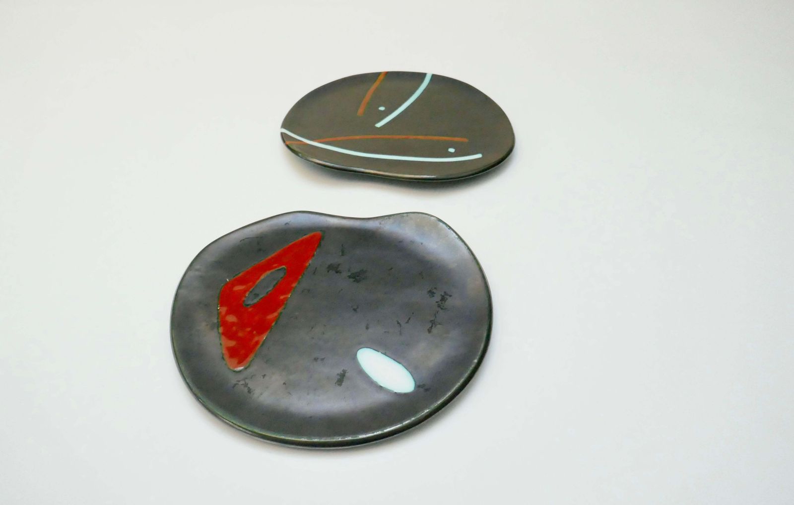 Free Form Surrealist Black Ceramic Dishes/Plaques By Peter Orlando, France,1960s photo for sale