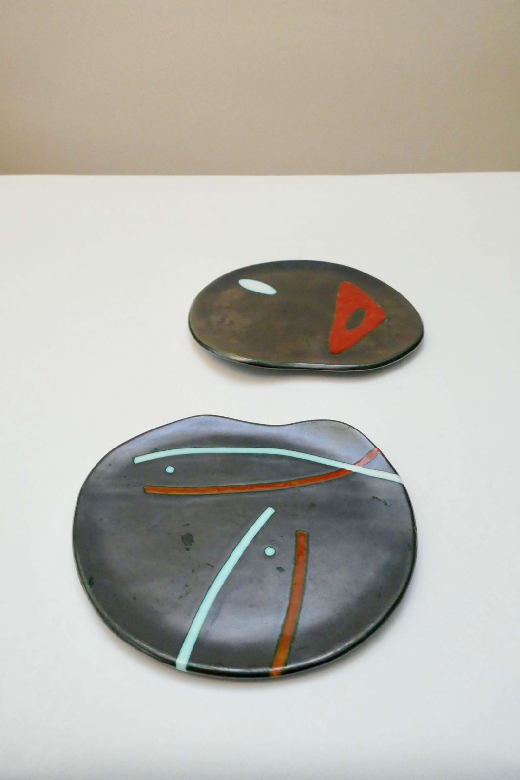 Free Form Surrealist Black Ceramic Dishes/Plaques By Peter Orlando, France,1960s photo Home Decor