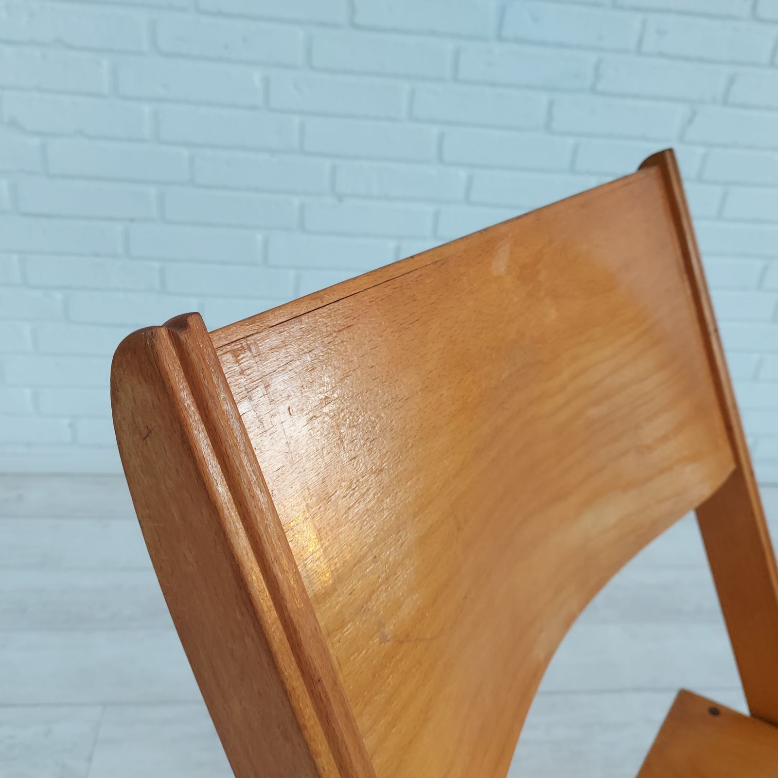 Furniture 60s, Danish Design, Set Of 3 Pcs Folding Chairs, Plywood photo