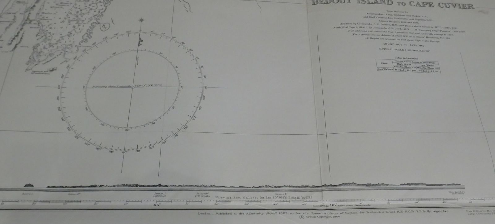 Nautical Chart Bedout Island To Cape Cuvier Australia Admiralty 1979 photo furniture