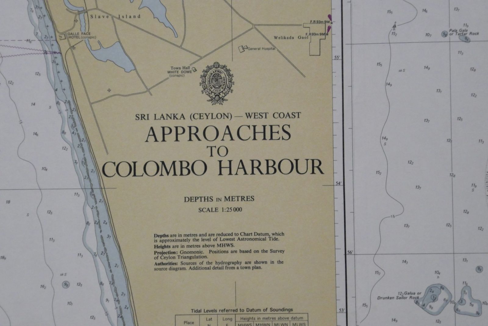 Nautical Chart Sri Lanka Colombo Harbor Admiralty 1975 photo furniture