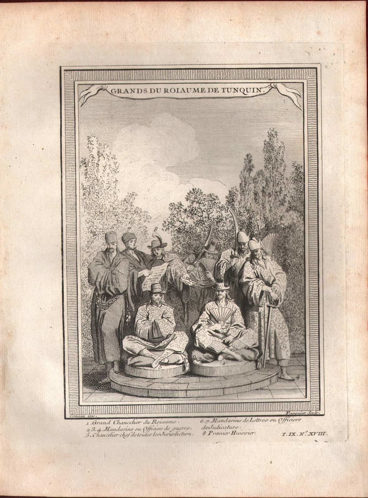 1675 Grands Du Royaume De Tunquin Tavernier Copperplate Engraving Vietnam