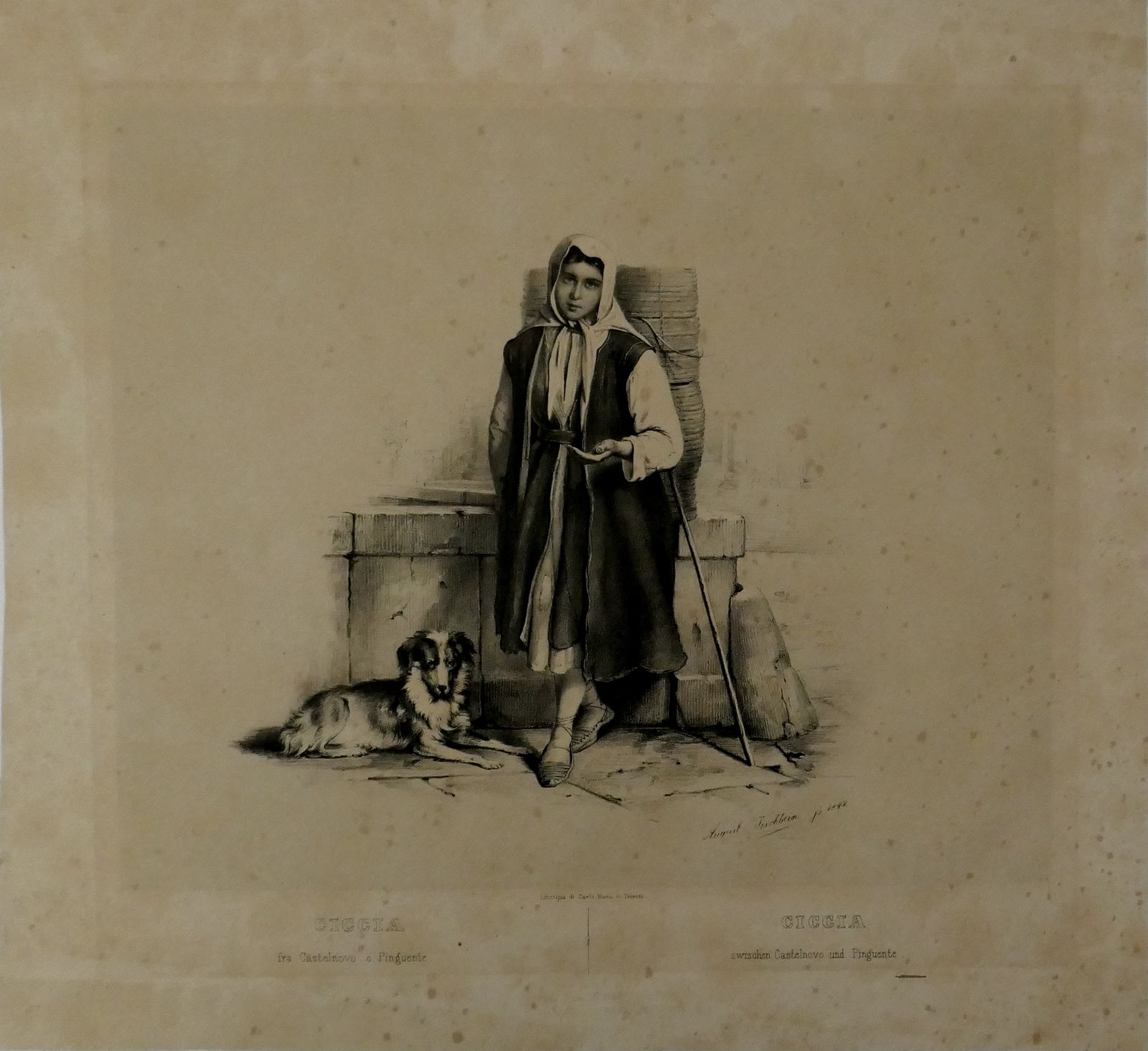 Ciccia Tischbein Lithography Portrait Castelnovo Pinguente 1842 photo furniture