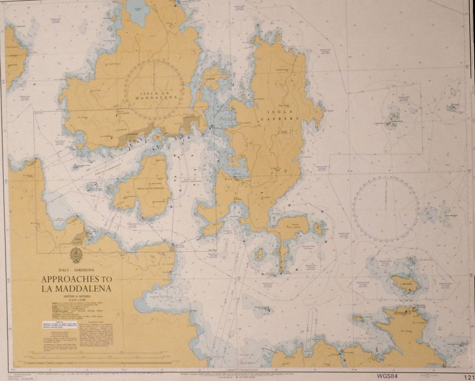 Nautical Chart Sardinia Italy Maddalena 1986 Naval Maritime photo furniture
