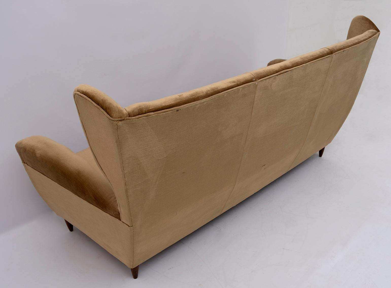 photo furniture Gio Ponti Mid Century Modern Italian High Back Sofa, 1950s