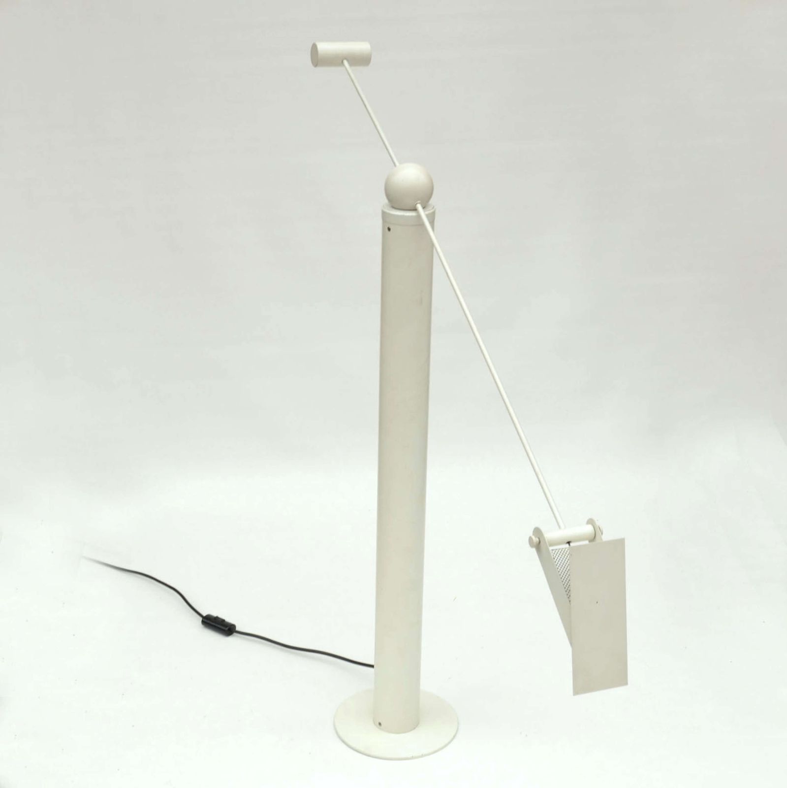 Counterbalance White Floor Lamp Attributed To Swiss Baltensweiler photo 2950.0