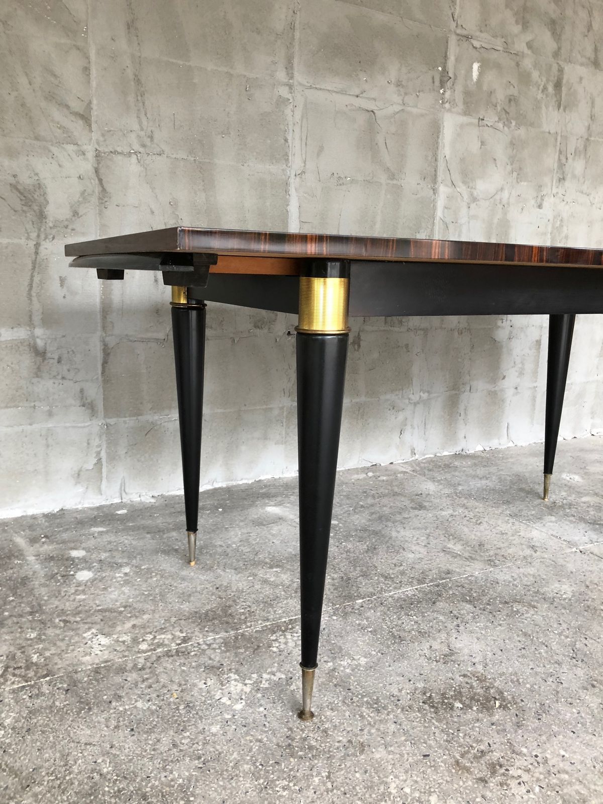 Elegant French Dining Exotic Macassar Ebony Art Deco Table, 1940s photo buy