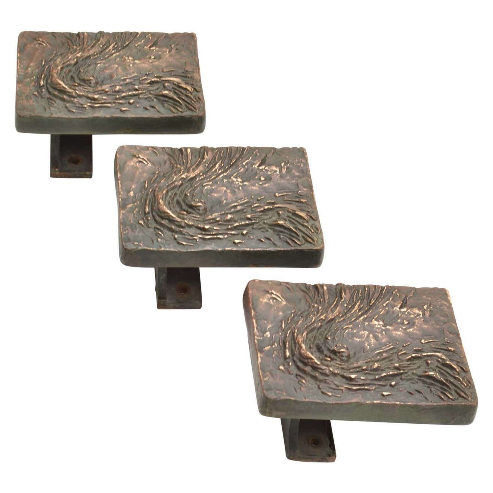 Door Handle And Key Holder In Bronze Wave Relief photo 850.0