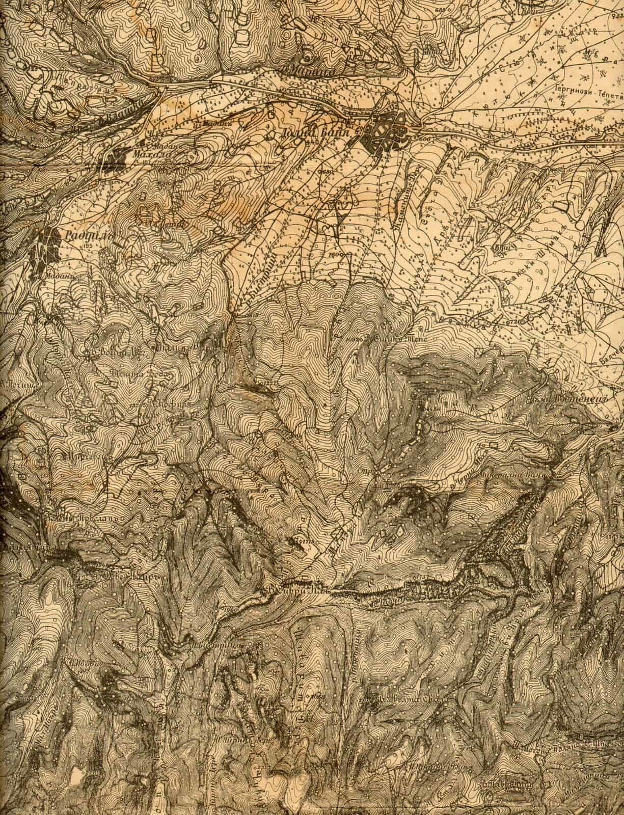 Original Military Topographic Detailed Map Bulgaria Dolna Banya Raduil 1907