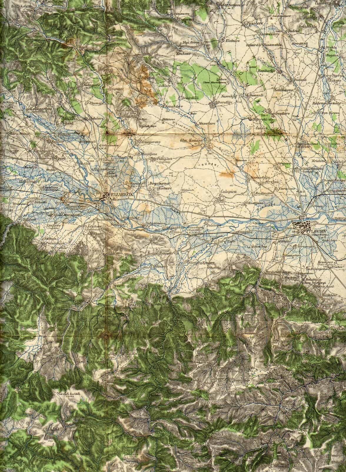 Original Military Topographic Detailed Map Bulgaria Plovdiv Philippoupolis 1911