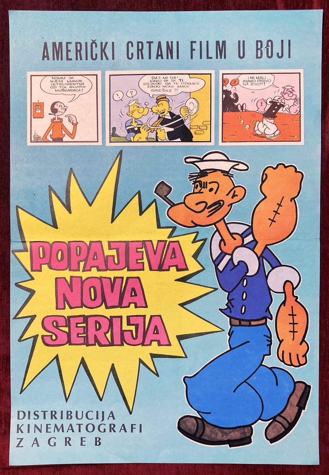 Original Vintage Poster Popeye The Sailor Animated Series 1969 Rare Yu