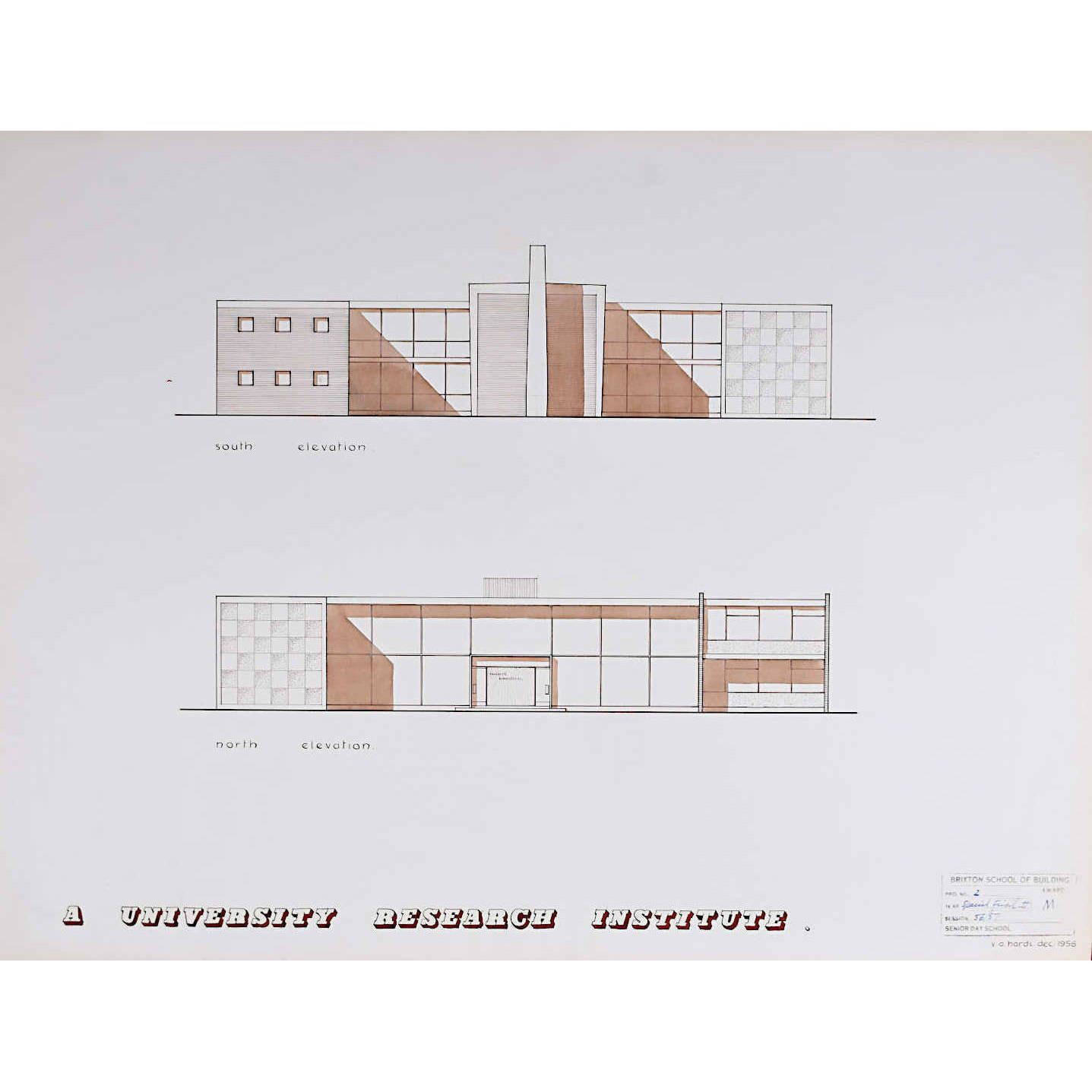 V A Hards (British, C. 1930 C. 2012) Design For Modernist Brutalist University Institute IV