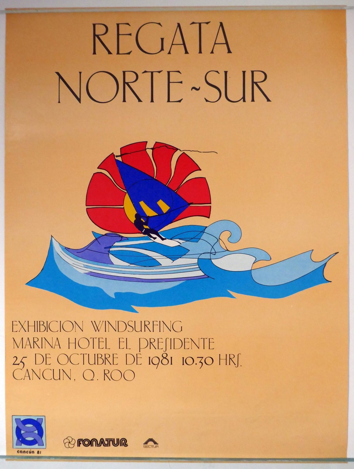 Original Poster Regata Norte Sur El Presidente Cancun 1981 Windsurfing