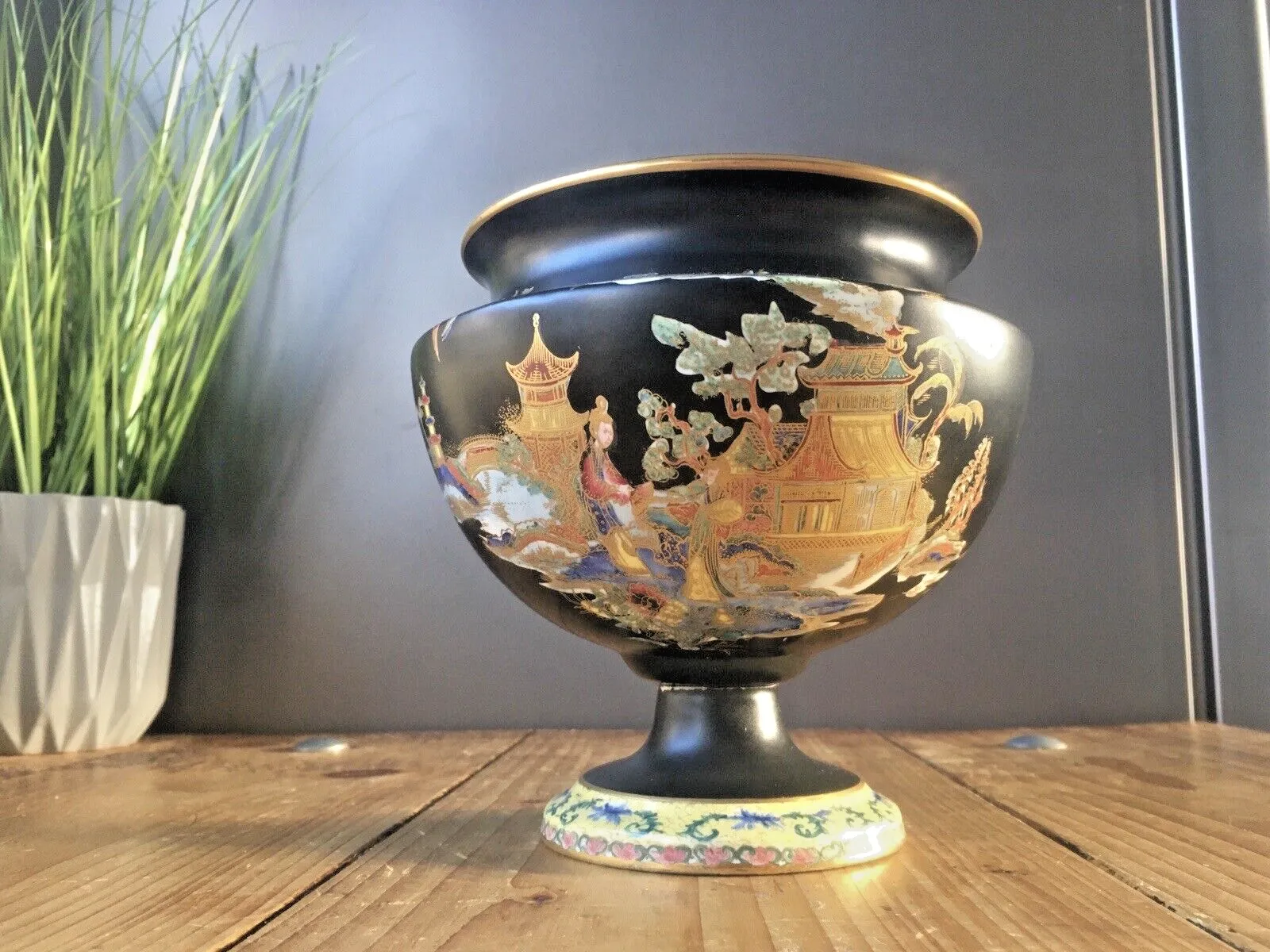 Antique W & R Carlton Ware Japonisme / Chinoiserie Geisha Girl Pedestal Urn Vase photo for sale