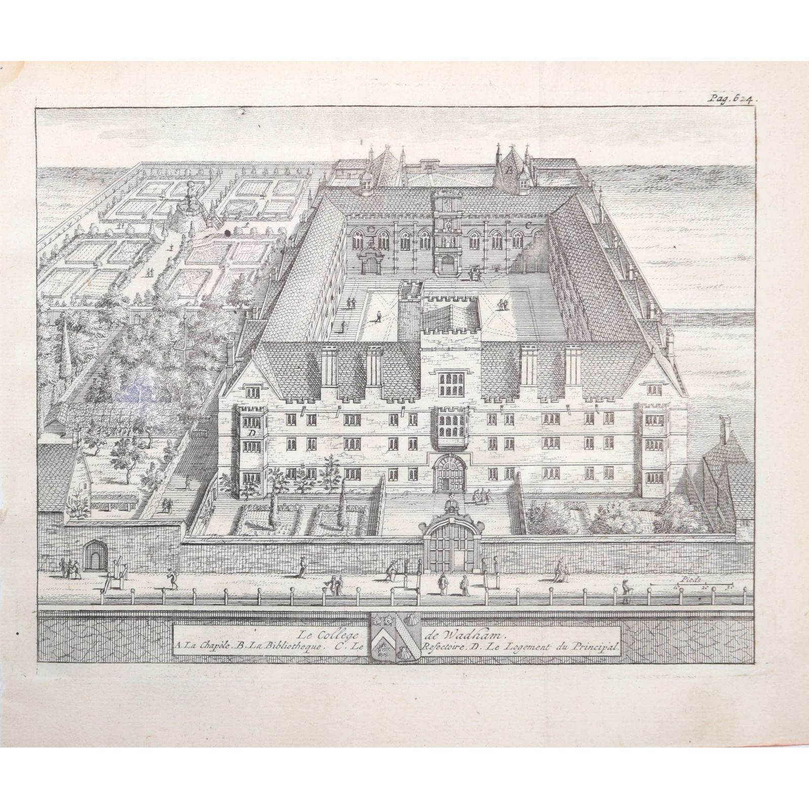 Pieter Van Der Aa (1659 1733), After David Loggan (1634–1692) Wadham College, Oxford (1727)