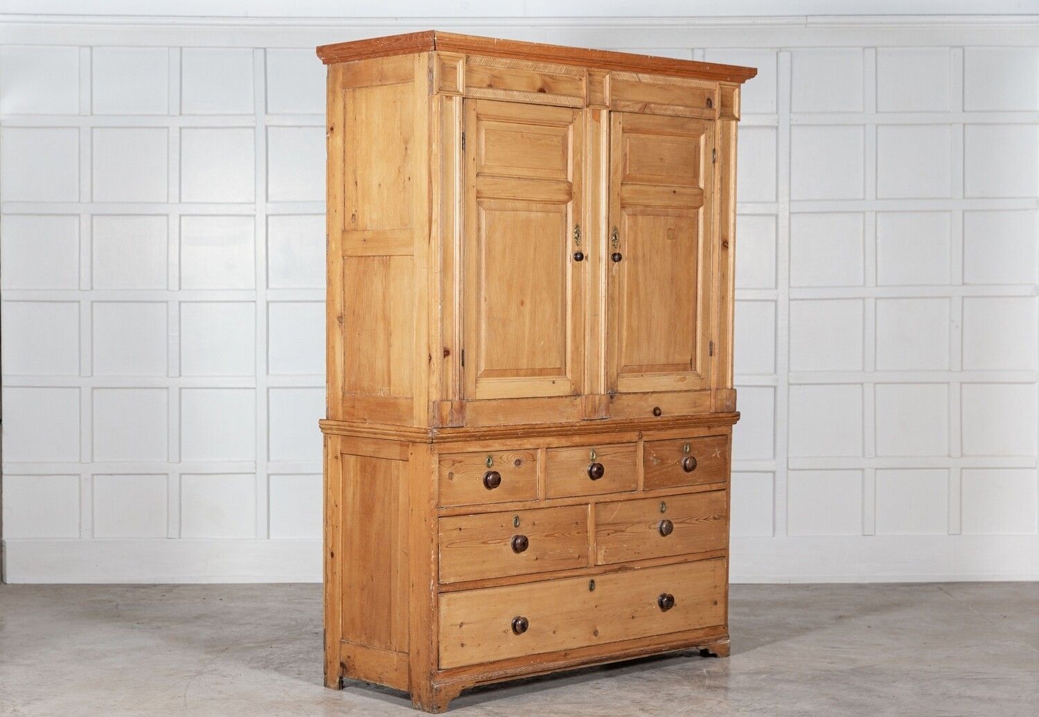 Large Regency English Estate Made Pine Housekeepers Cupboard photo for sale