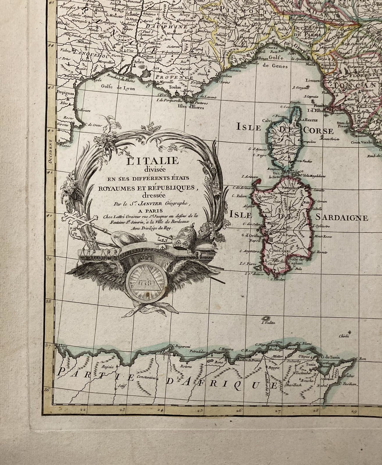 L’italie Divisee En Ses Differents Etats Antique Map Italy Janvier 1783 photo furniture