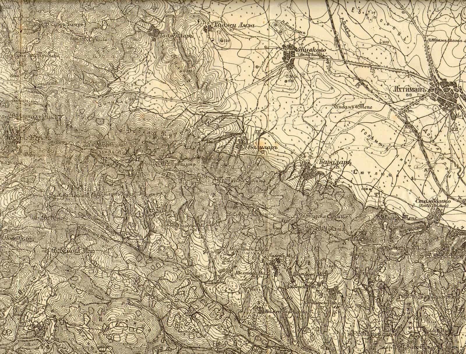 Original Military Topographic Detailed Map Bulgaria Ihtiman Camurlii 1907