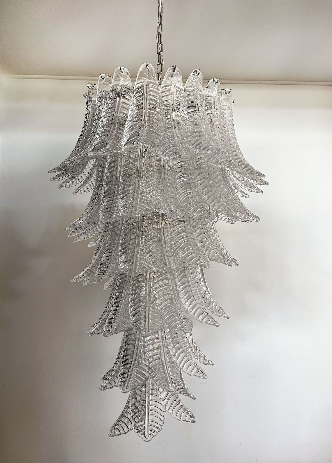 photo vinterior Huge Italian Murano Felci Glass Spiral Chandelier   83 Clear Glasses