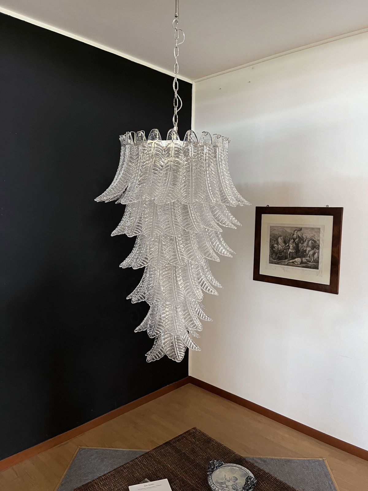 photo vintage Huge Italian Murano Felci Glass Spiral Chandelier   83 Clear Glasses