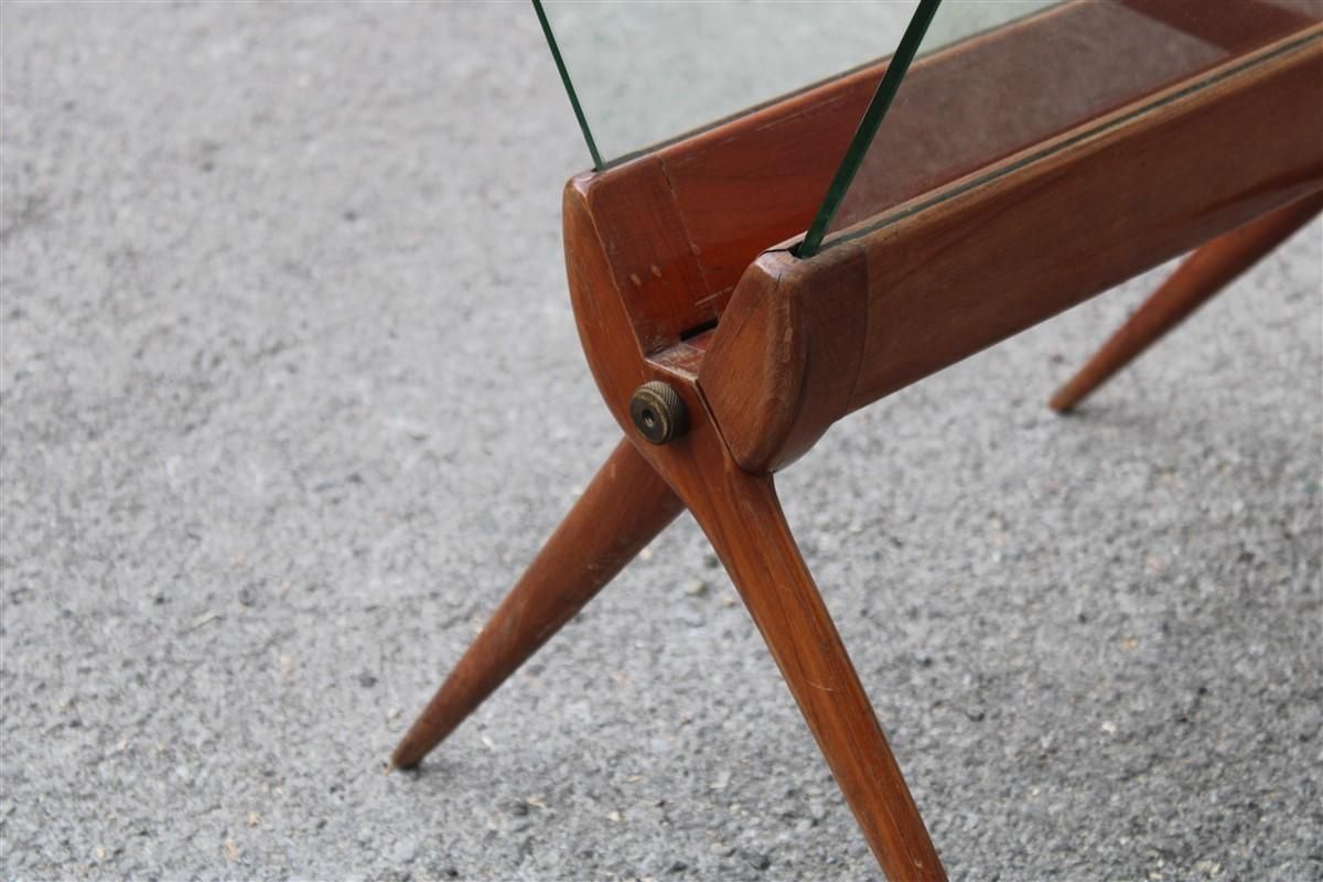 Magazine Rack Mid Century Italian Design Cherry And Glass Cesare Lacca 1950s photo buy