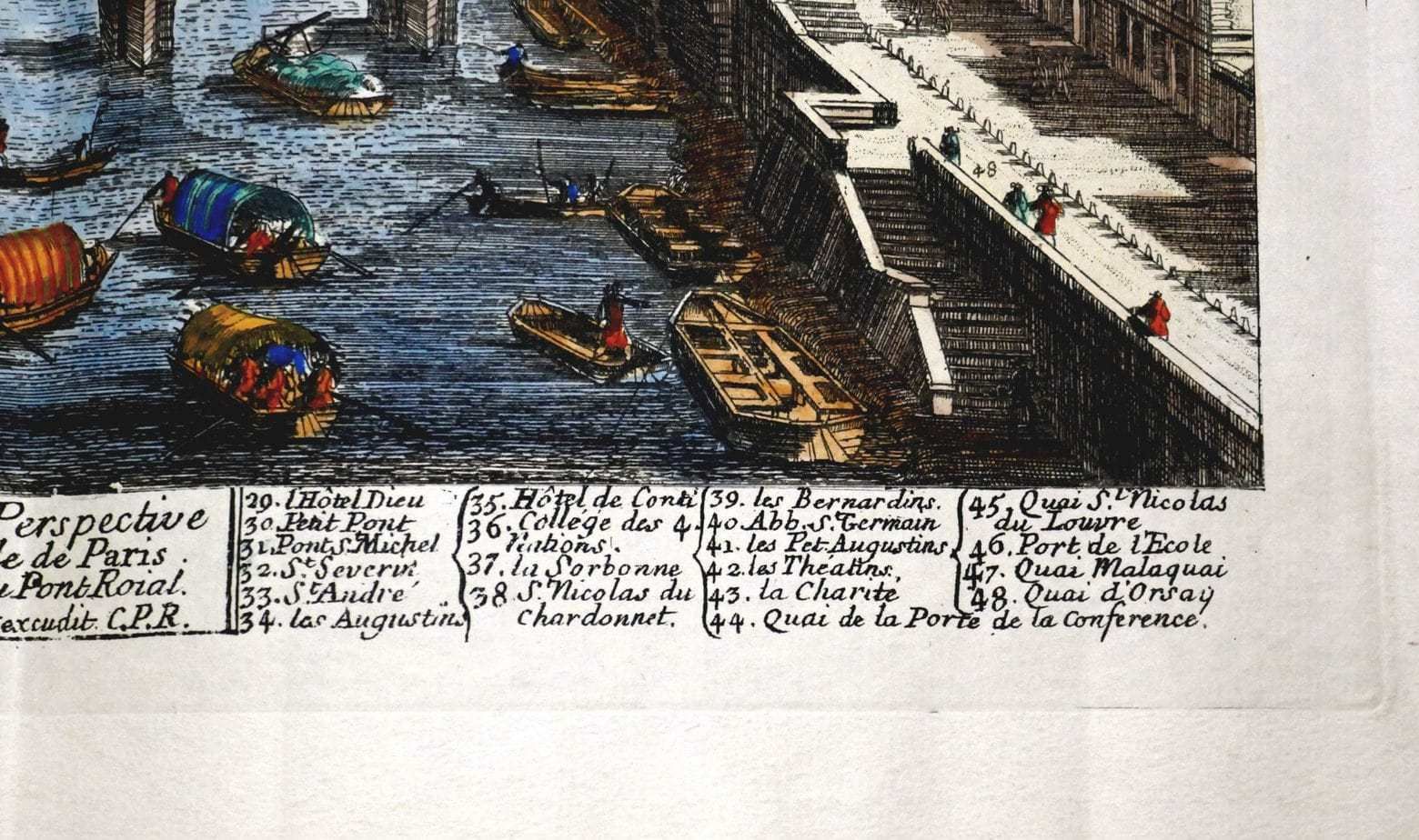 Pont Royal Pierre Aveline Copperplate Engraving Paris Bird Eye photo Art