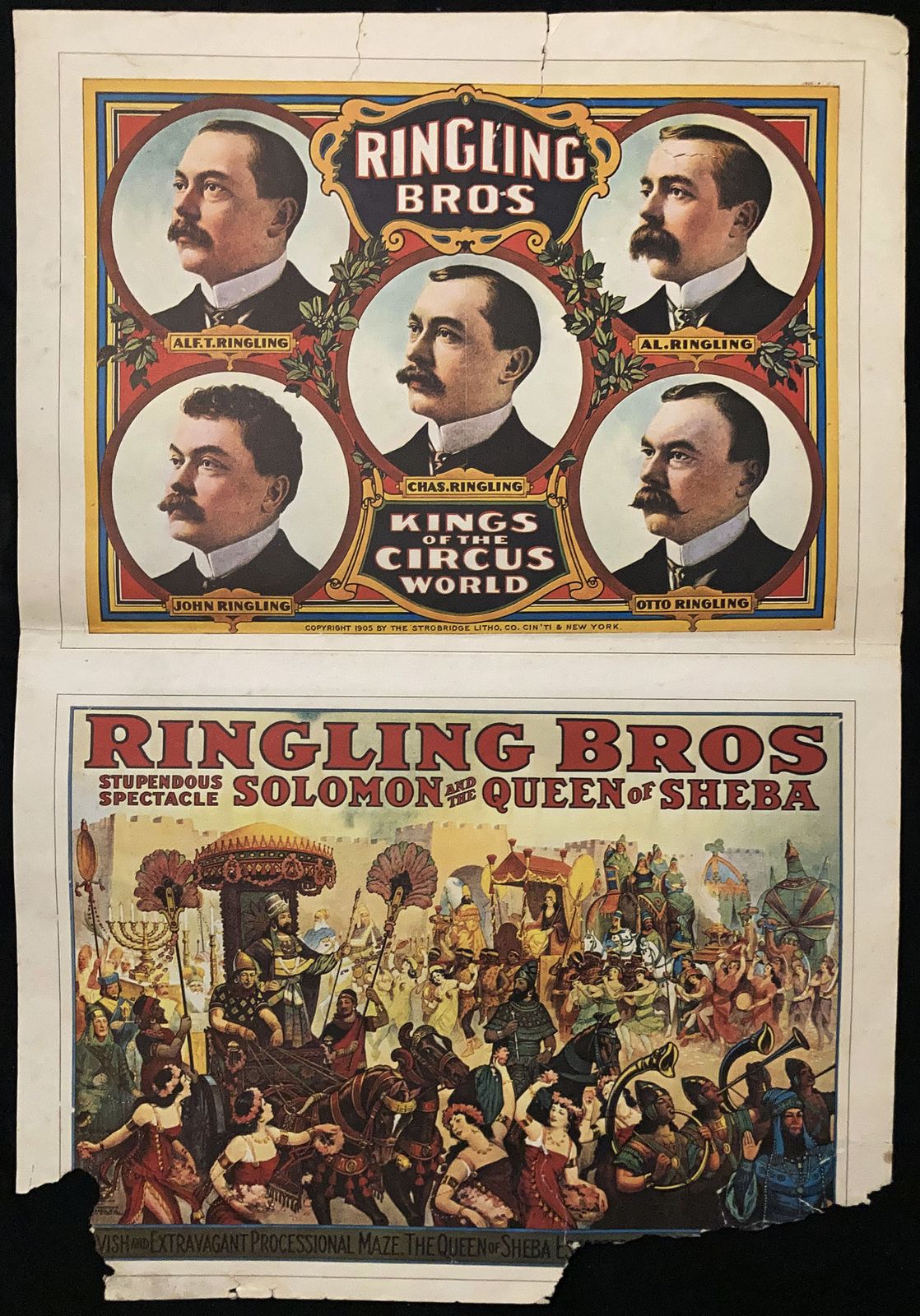 Vintage Circus Poster Ringling Bros Sarrasani Queen Of Sheba Solomon Rare photo Art