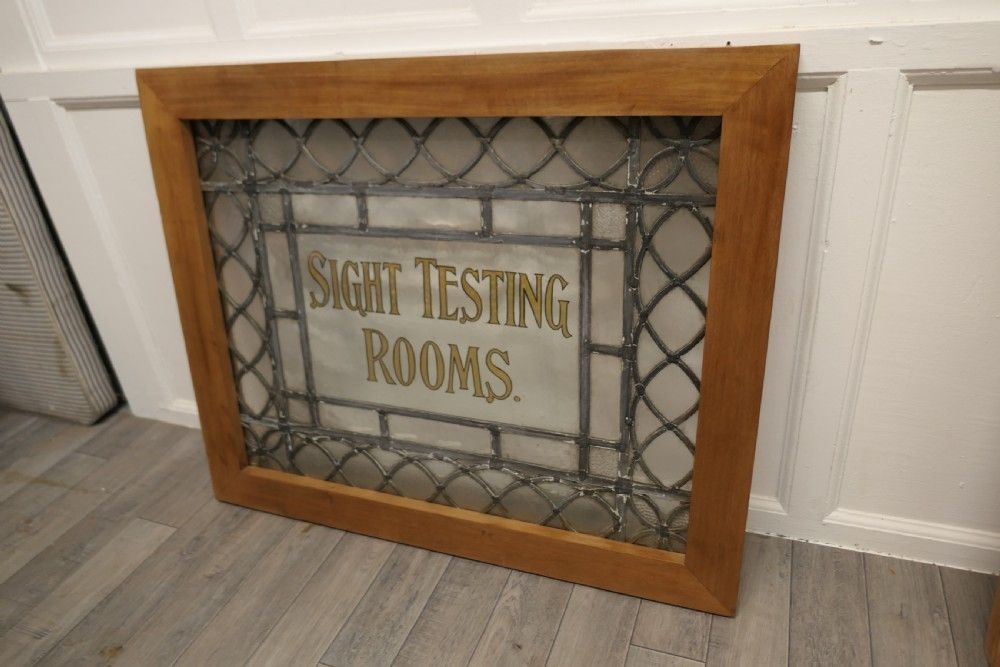 2 Large Leaded Glass Optician’s Window Signs photo vinterior