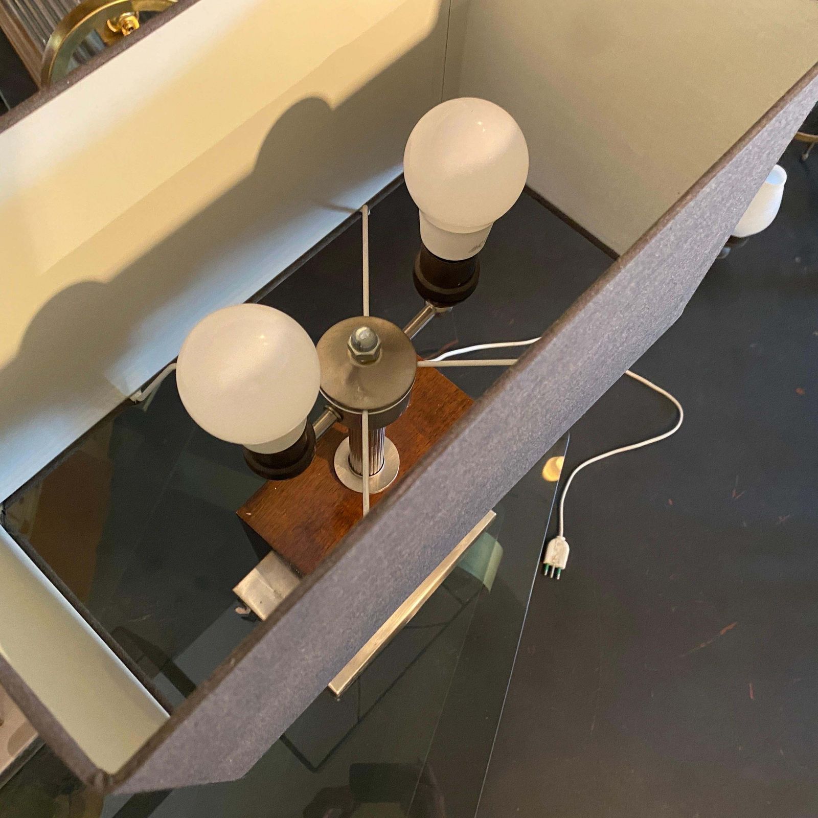 photo furniture Set Of Two 1980s Modernist Wood And Metal Italian Table Lamps