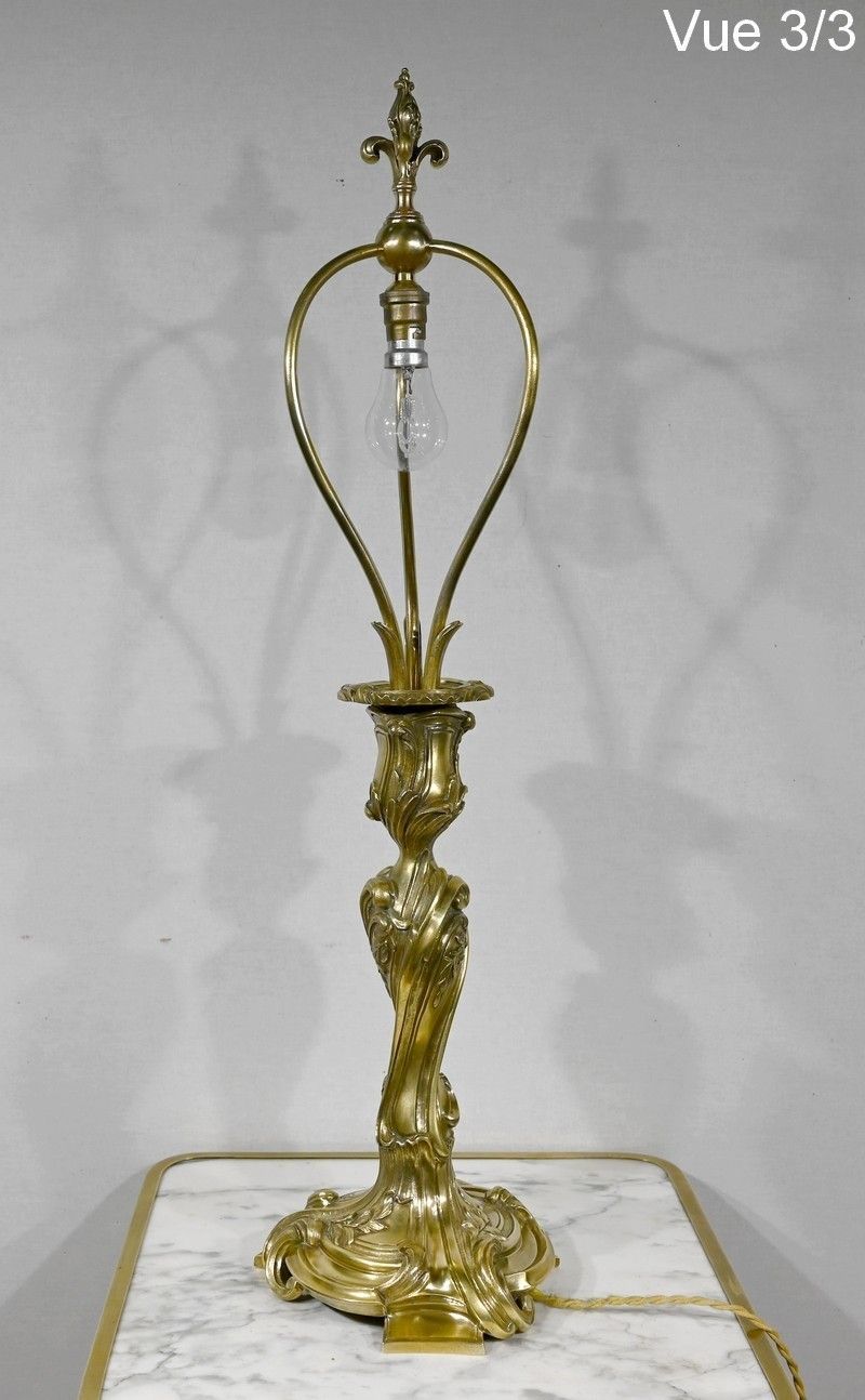 762.2 Art Nouveau Lamp In Gilt Bronze, 19th Century photo