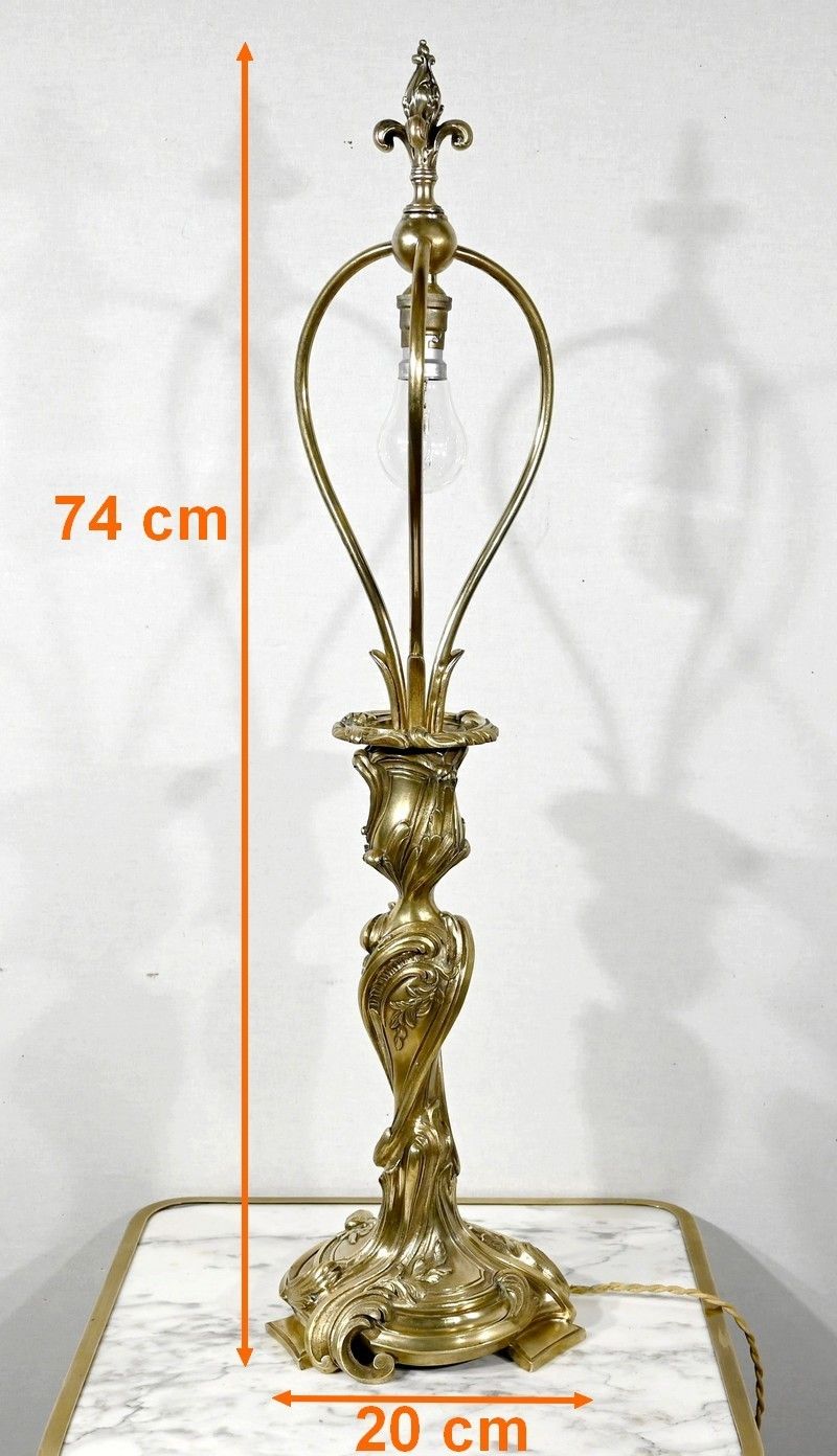 photo buy Art Nouveau Lamp In Gilt Bronze, 19th Century