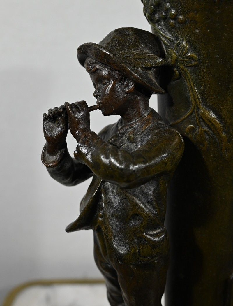 Home Decor Pair Of Spelter Vases "Musician Children", After A. Moreau   Late 19th Century photo