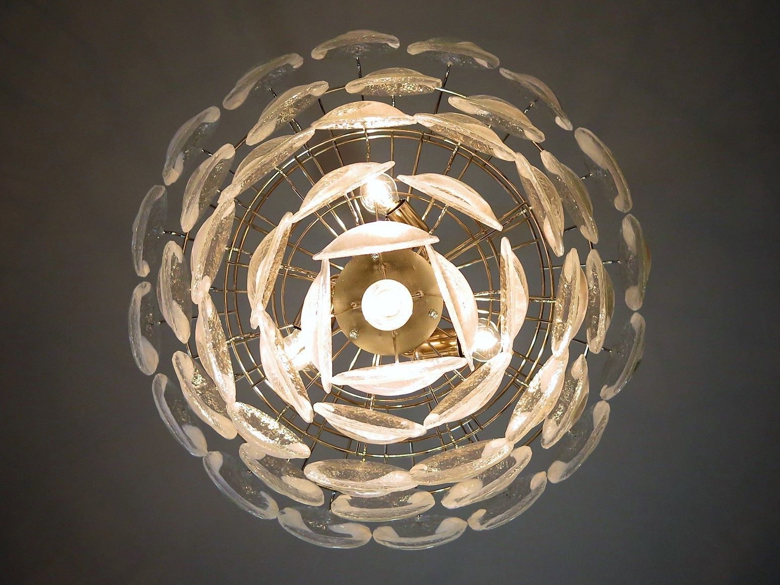 1970's Murano Chandelier By Mazzega   50 Lattimo Glasses photo furniture